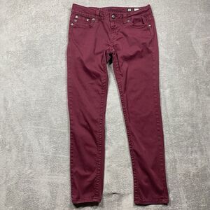 Miss Me Womens 30 Jeans Burgundy‎ Skinny Tapered Embellished  Pockets JP5614S2
